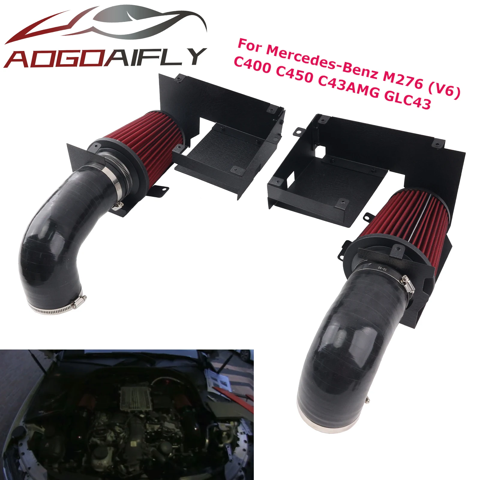 Dual Cold air intake kit for Mercedes-Benz C400 C450 C43AMG GLC43 M276 (V6) engine 2012+