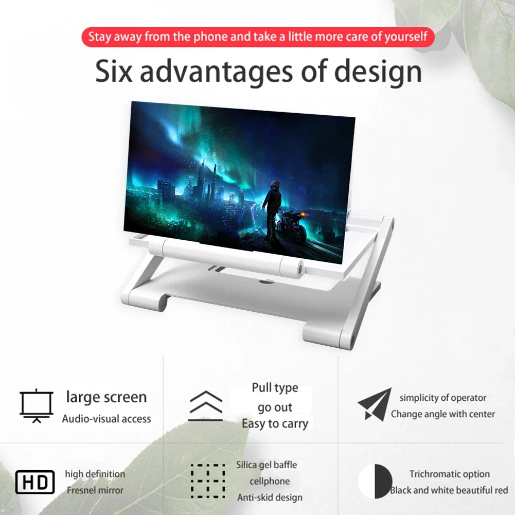 3D HD 휴대폰 화면 증폭기, 접이식 휴대폰 확대경, HD 프로젝터 화면 확대, 휴대폰 거치대, 14 인치 썸네일 3