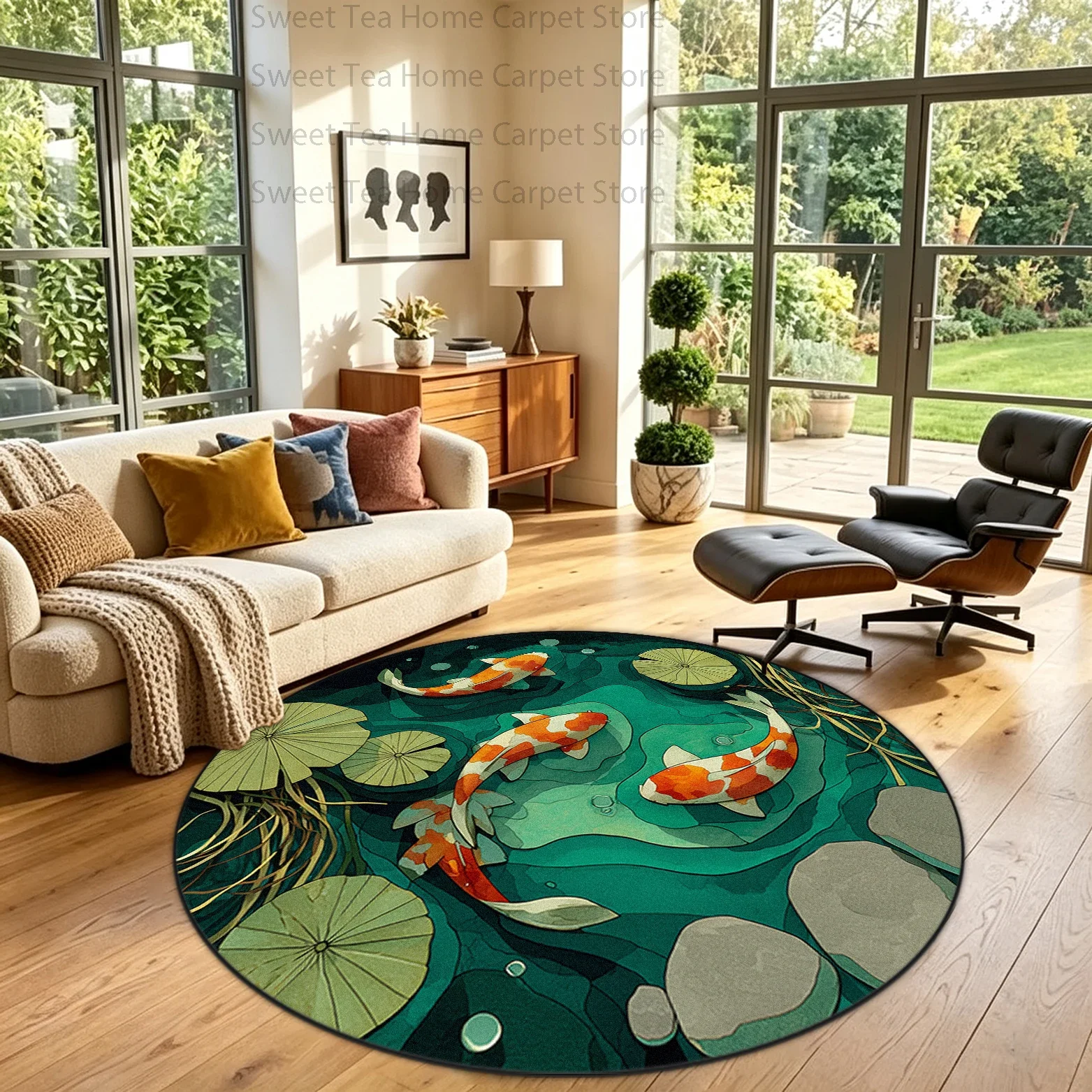 3D Round Fresh Style Living Room Coffee Table Carpet Ins Non-slip Machine Washable Bedroom Bedside Mat Soft Plush Lounge Big Rug