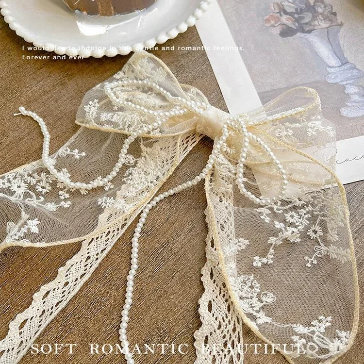 1 Pair French Lace Bow Tie Curtain Decoration Accessories Small Accessories Nordic Tie Rope Ornament Lace Tie Rope Pendant.