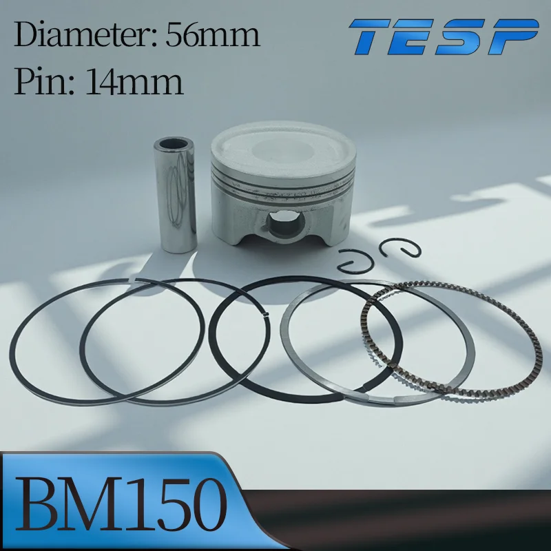 Комплект поршней 56 мм с кольцами для двигателя BM150 BM 150 BAJAJ 150 150cc, поршень с запястьем 14 мм в сборе