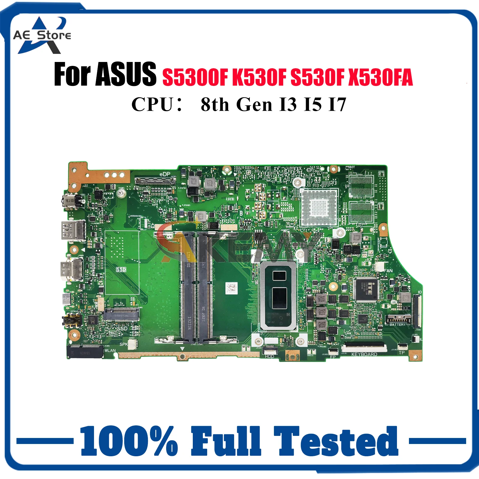 

X530FA Материнская плата для ноутбука ASUS VivoBook X530UN X530F X530FA X530UA X530FN S530F S5300F K530F Материнская плата с процессором I3 I5 I7 stk