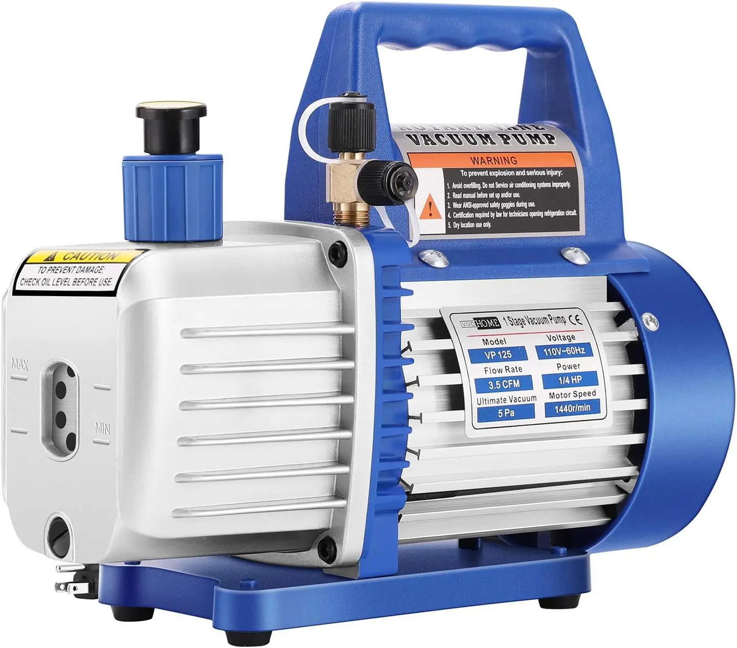 

110V 1/4 HP 3.5 CFM Single Stage Rotary Vane Air Vacuum Pump with Oil Bottle