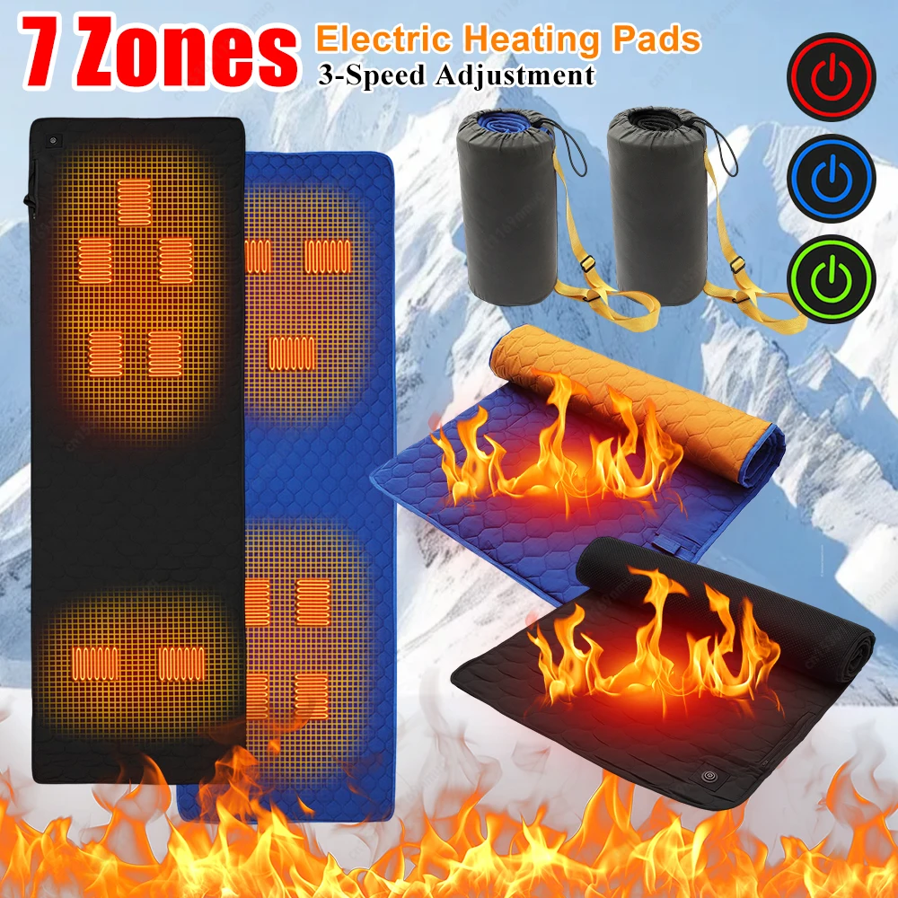 

Winter Outdoor USB Heating Sleeping Mat 7 Heating Zones Adjustable Temperature Electric Heated Pad for Camping Tent Mat