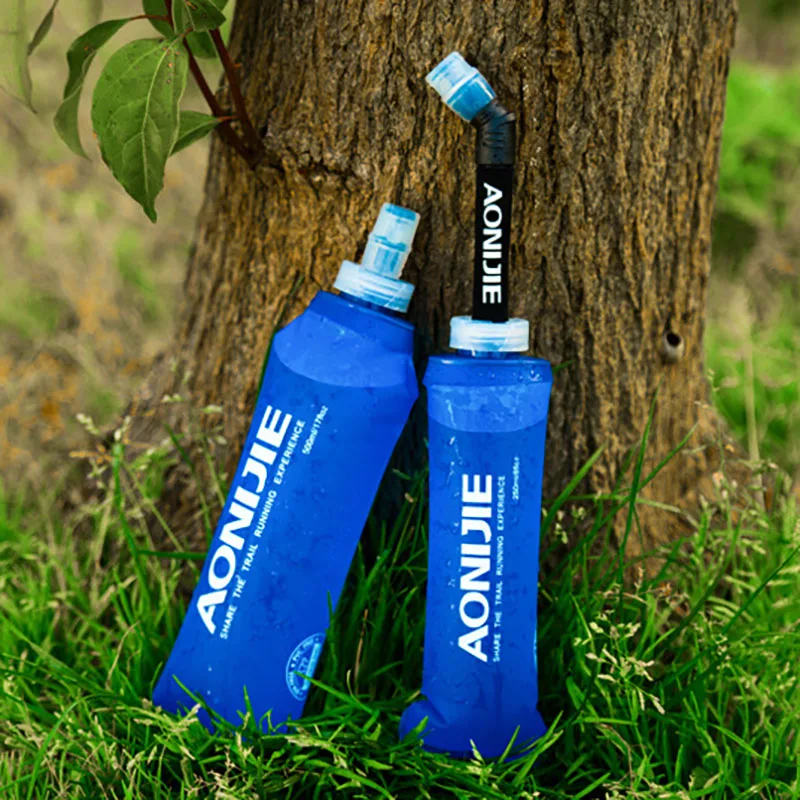 AONIJIE 500Ml Soft Water Flask Folding Collapsible Water Bottle with Straw for Running Hydration Pack Waist Bag Vest