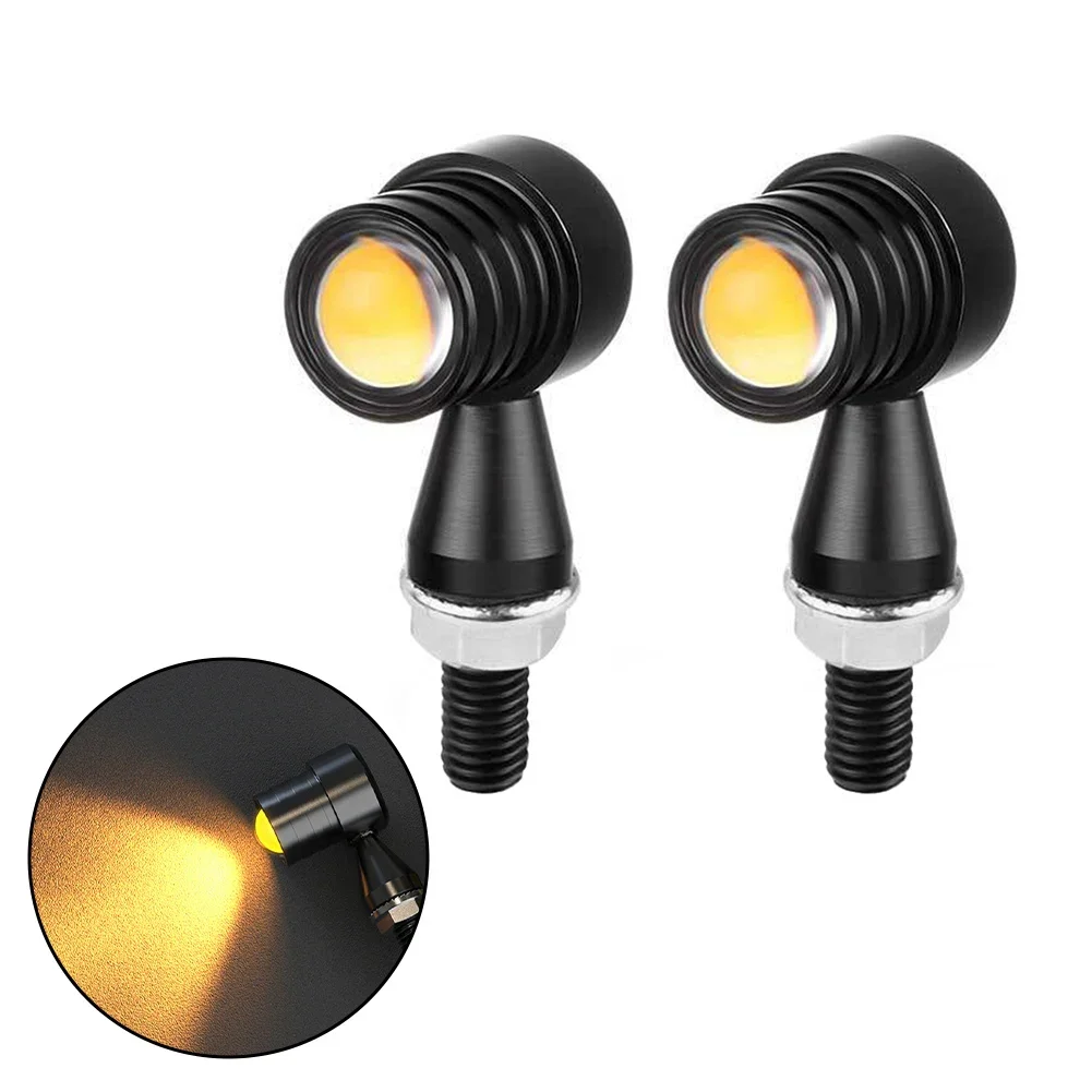 

2pcs Universal Motorcycle LED Mini Turn Signal Lamps Indicator 12V Amber Car Lights Black CNC Accessories For Most Motorcycles