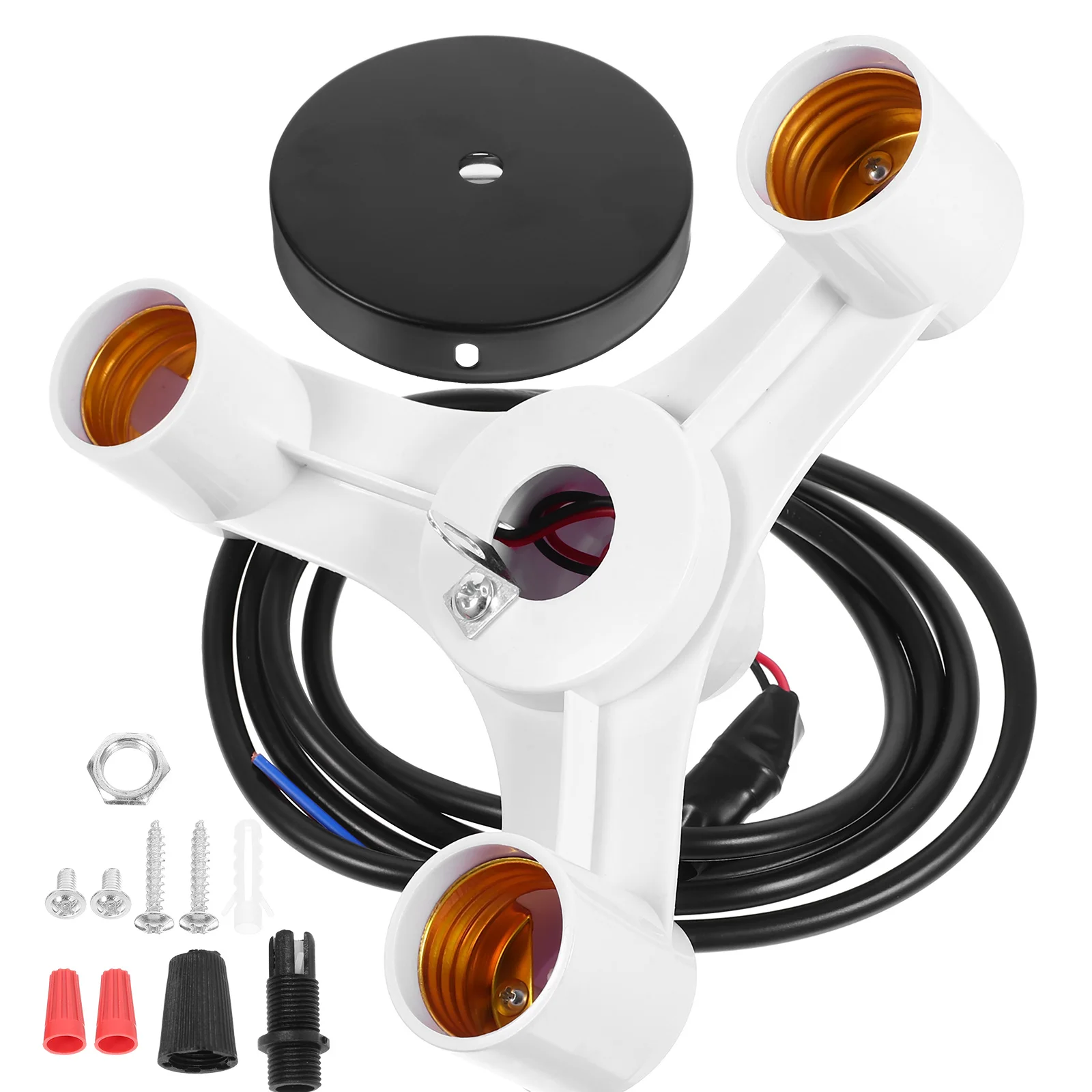 

1pc E27 Lamp Holder Three-Head Light Socket White For Ceiling Chandelier Flame Retardant Pbt Material Kitchen Restaurant Decor