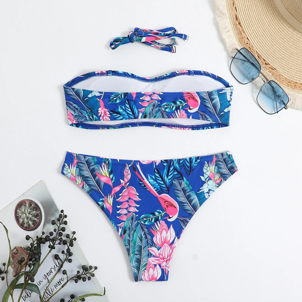 2024 Print Strapless Two Piece Bikini Set Women Swimwear Female Swimsuit Bathers Bathing Swimming Suit Beachwear Summer