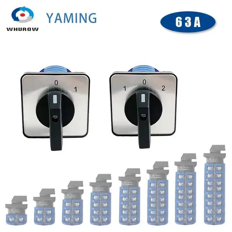 LW26-63A Cam Rotary Switch 2/3P Posição Contato Prateado ON-OFF Dual Power Forward E Reverse Changeover Seletor