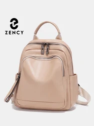 Zency 100% Genuine Leather Stylish Backpack For Women Large Capacity Travel Rucksack New Knapsack For Ladies Satchel SchoolBag