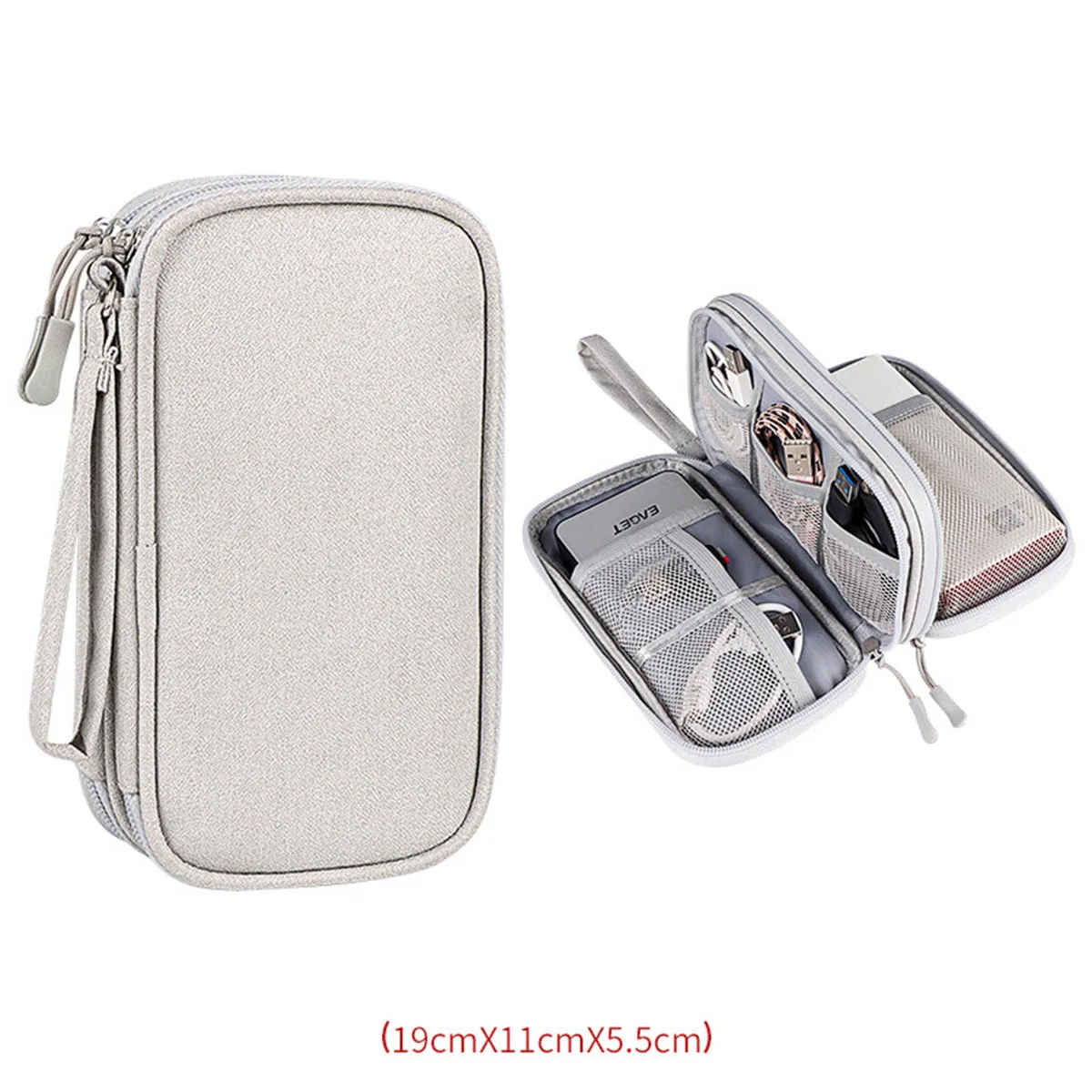 

Portable Travel Cable Organizer Bag Pouch Electronic Accessories Carry Case Box 2-Layer Storage Bags for Cord Earphone Charger
