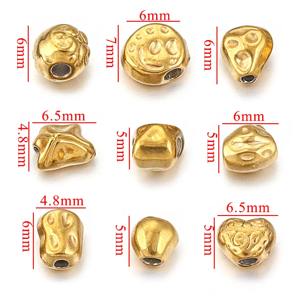 20pcs Stainless Steel Gold Plated Spacer Bead Irregular Rectangle for DIY Necklace Bracelet Jewelry Making Accessories Wholesale