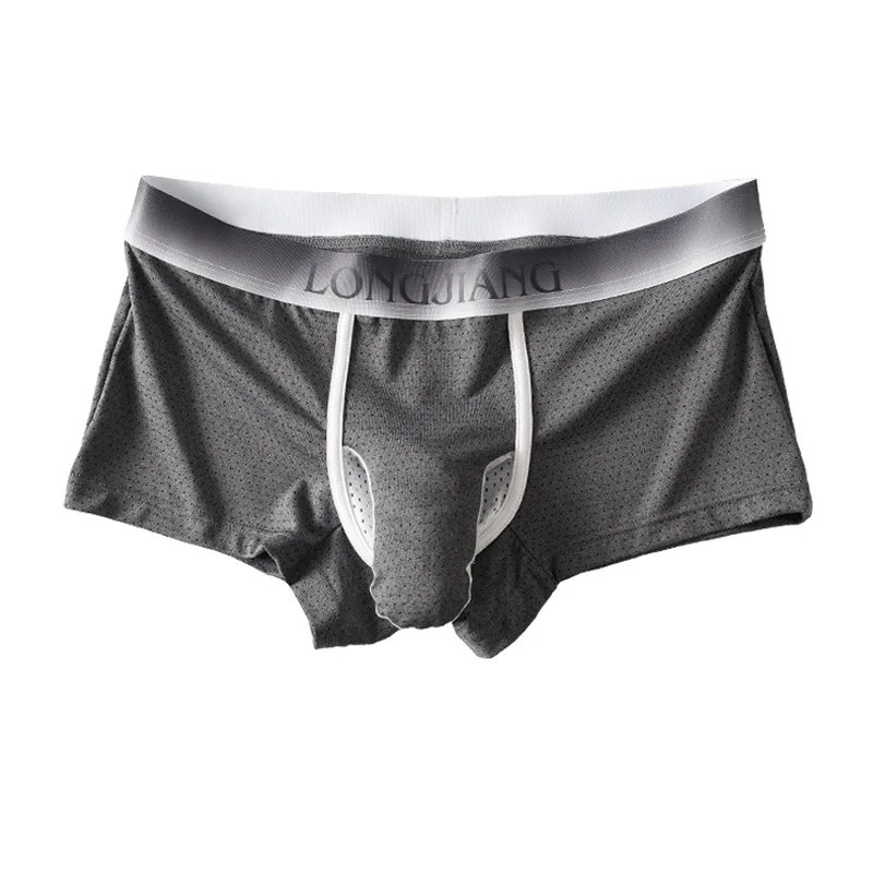 Men Boxers Sexy Solid Nylon Elephant Nose Underwear Breathable Holes Male Underpants Boxers Shorts Cuecas Boxershorts Trunks 2