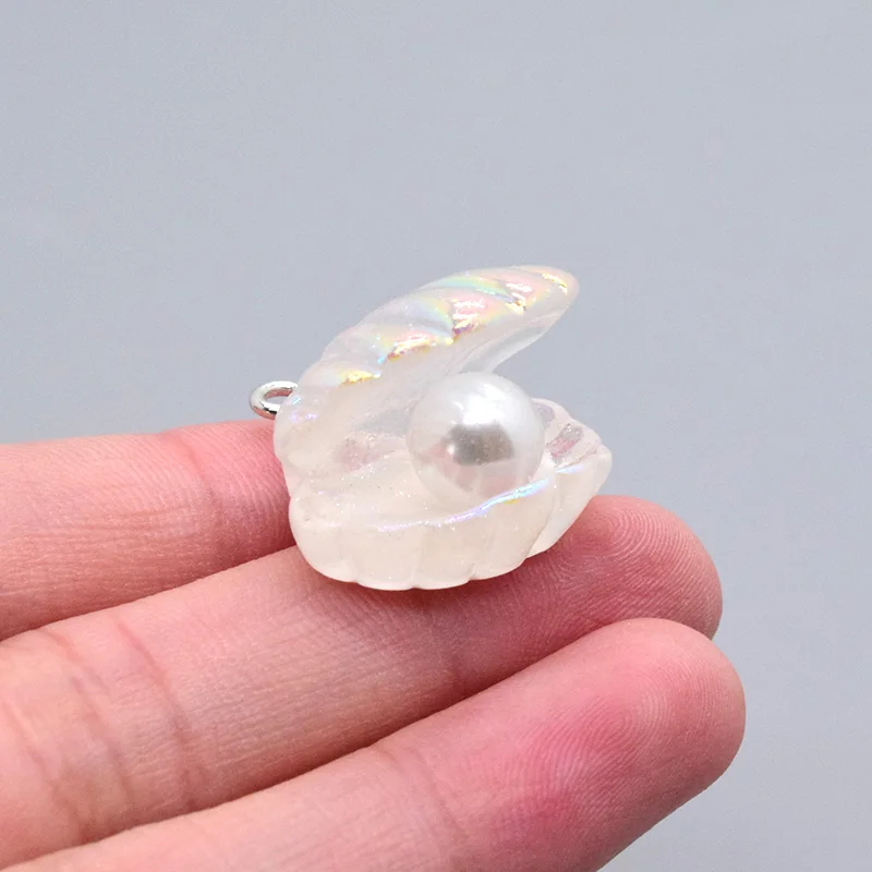 10pcs 3D Small White Shell Resin Charms Cute Ocean Pendant For Earring Keychains Diy Jewelry Make