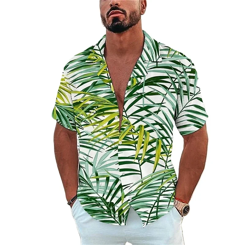 Elegant and Niche Printed Short Sleeved Summer Trend Beach Photography Men's Quick Drying Shirt