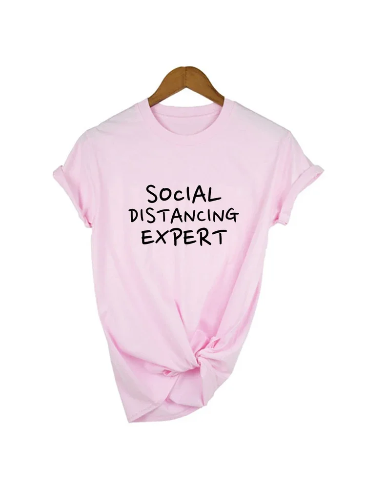 Summer T Shirt Social Distancing Expert  Women Clothing Short Sleeve Tshirt Female Casual Harajuku Tops Tees Camisetas Mujer