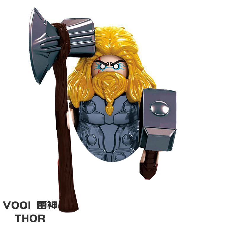 Marvel series hero Thor Renzai small particle splicing toy figurine puzzle children's toy gift.