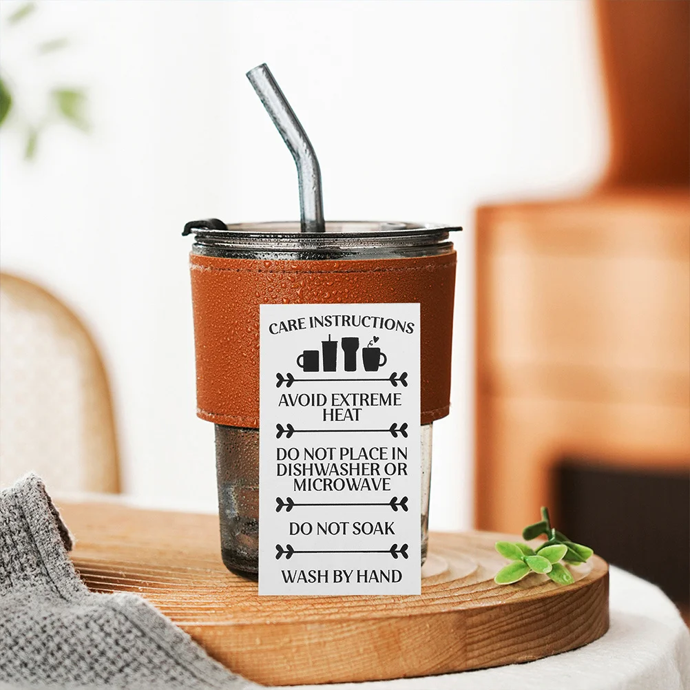 

40pcs Glass Cup Hang Tags Care Instructions For Tumbler With Straws Maintenance Guide Card Drinking Glass Protection Label