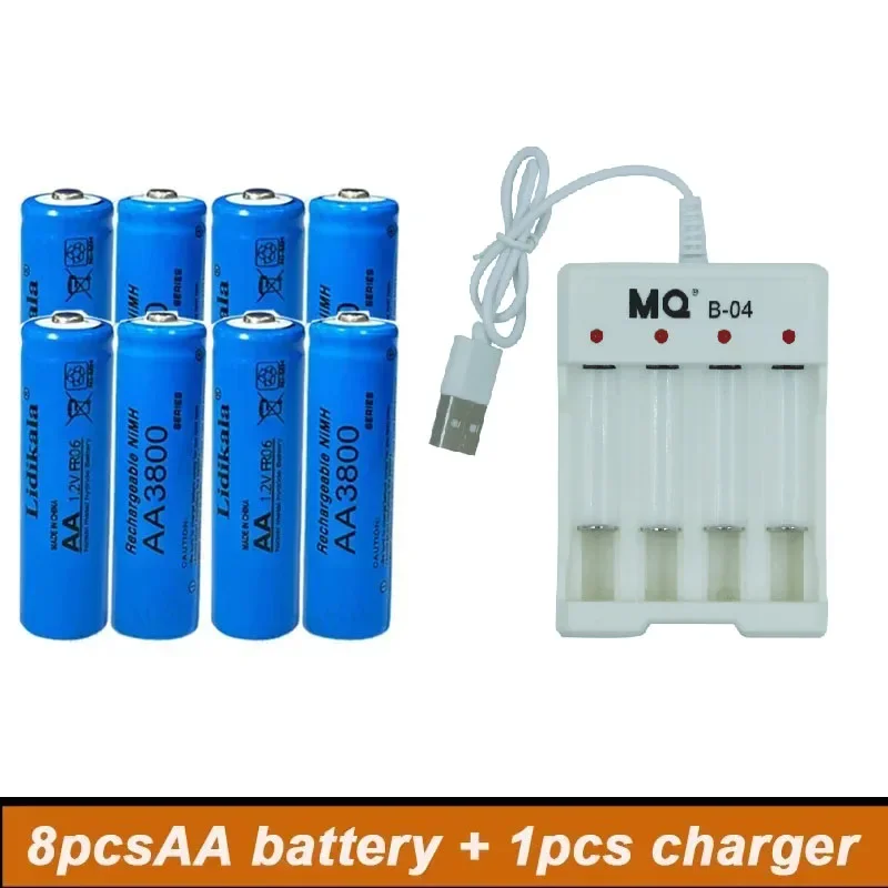 High Quality 1.2V Rechargeable Battery, AA3800NI-MH Battery+USBcharger, Alkaline Technology, for Remote Control, Toys/computer