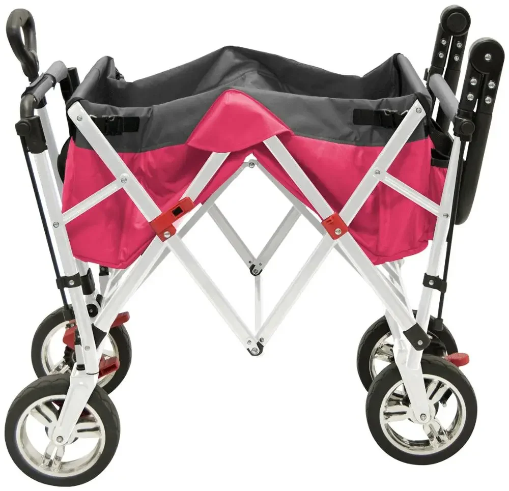 360 rotatable handcart folding trolley folding hand trolley beach trolley with off-road tyres removable folding roof