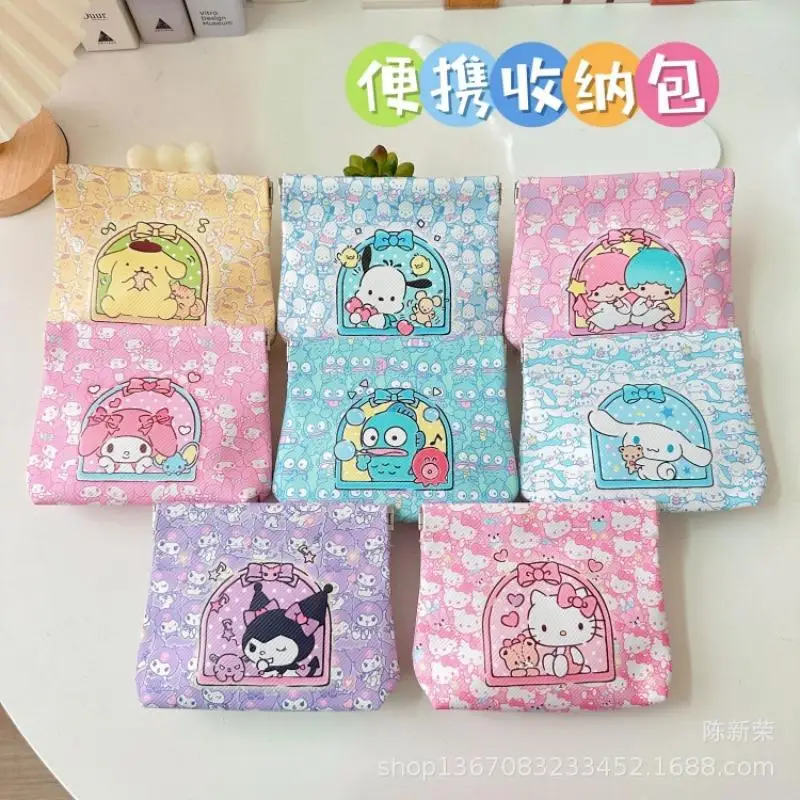 Sanrio Cinnamoroll Kuromi Cartoon Snap Top Purse Strong Metal Spring Closure Small Change Bag sanitary napkin storage bag