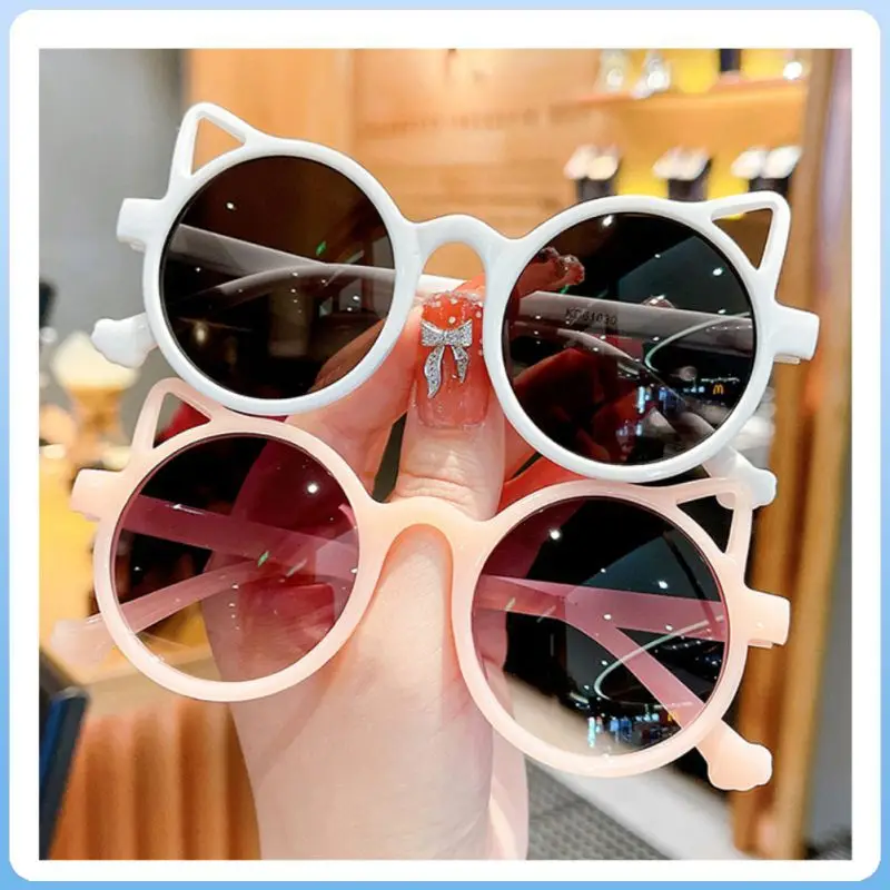 Cartoon Sunglasses Colorful Summer Outdoor Glasses Cat Eye Eyewear Children Girls Round Frame Beach Plastic Очки Солнечные