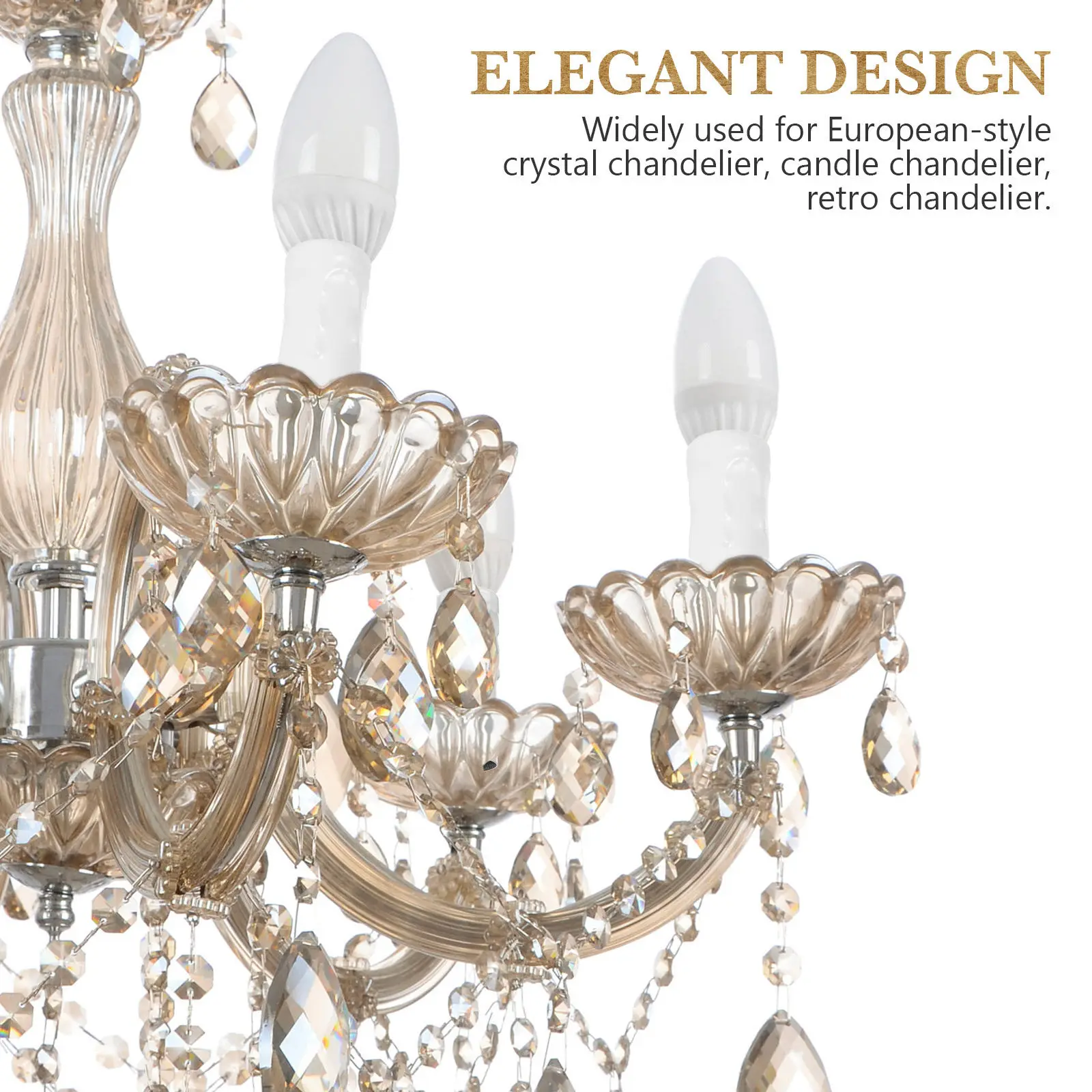 6Pcs Socket Sleeve Hanging Lamp Base Covers European Style Tear-Drop Embossed Classic Chandelier Light Covers E14 Bulb