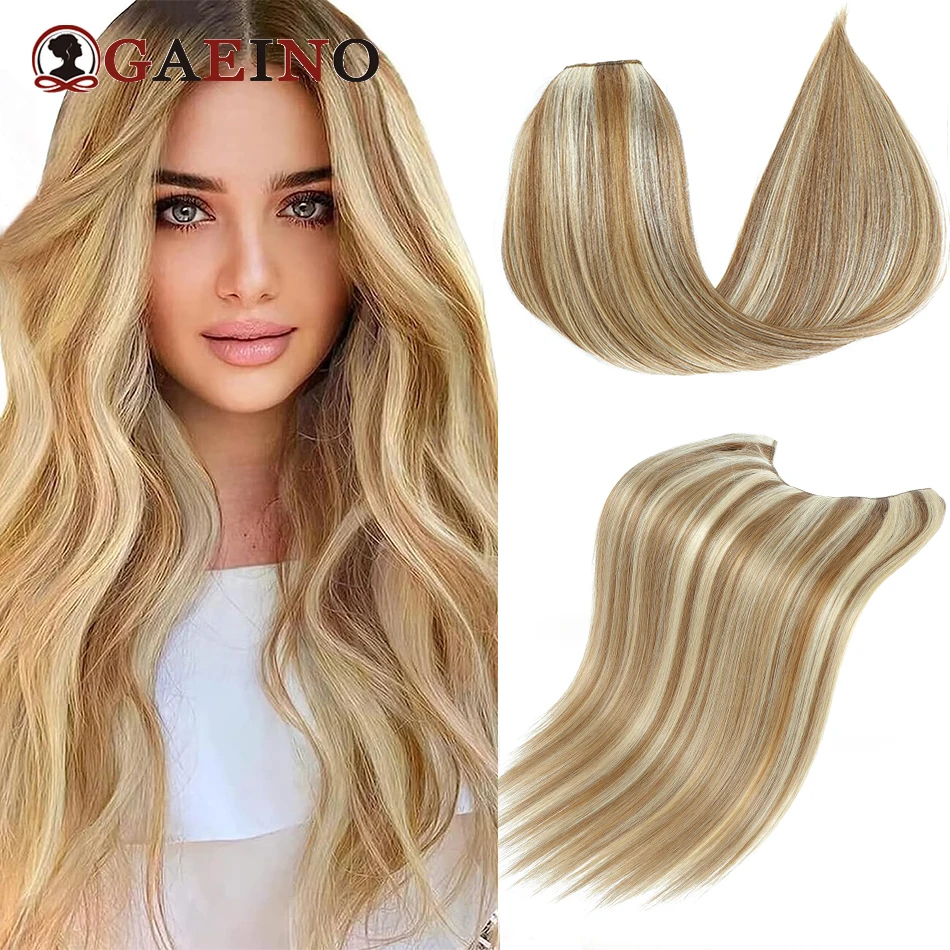 Extensiones de cabello en forma de V con 5 Clips de seguridad, postizo Natural liso, resaltado degradado, P12-613