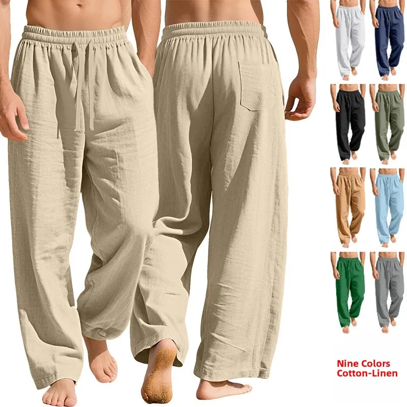 

Casual Loose Women's Sports Pants Pure Color Busin Trousers with ket And Rope Straight Leg mid Waist Cotton Youth