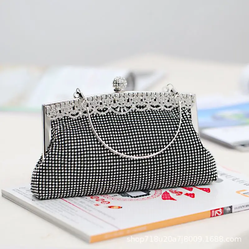 اليدوية المياه الماس مساء حقيبة نسيج الساتان مع حزام اليد مأدبة الزفاف حقيبة صغيرة بطانة البوليستر الناعمة الأصل الصيني #1