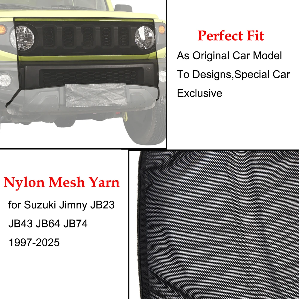 المصد الأمامي للسيارة شبكات الحشرات شبكة غطاء مصبغة شاشة البعوض لسوزوكي جيمي JB23 JB43 JB64 JB74 1997 حتى الملحقات الخارجية