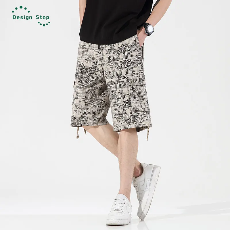 High-Quality Pocket Cargo Shorts for Men Summer Fashion Short Cargo Pants Print Bermuda