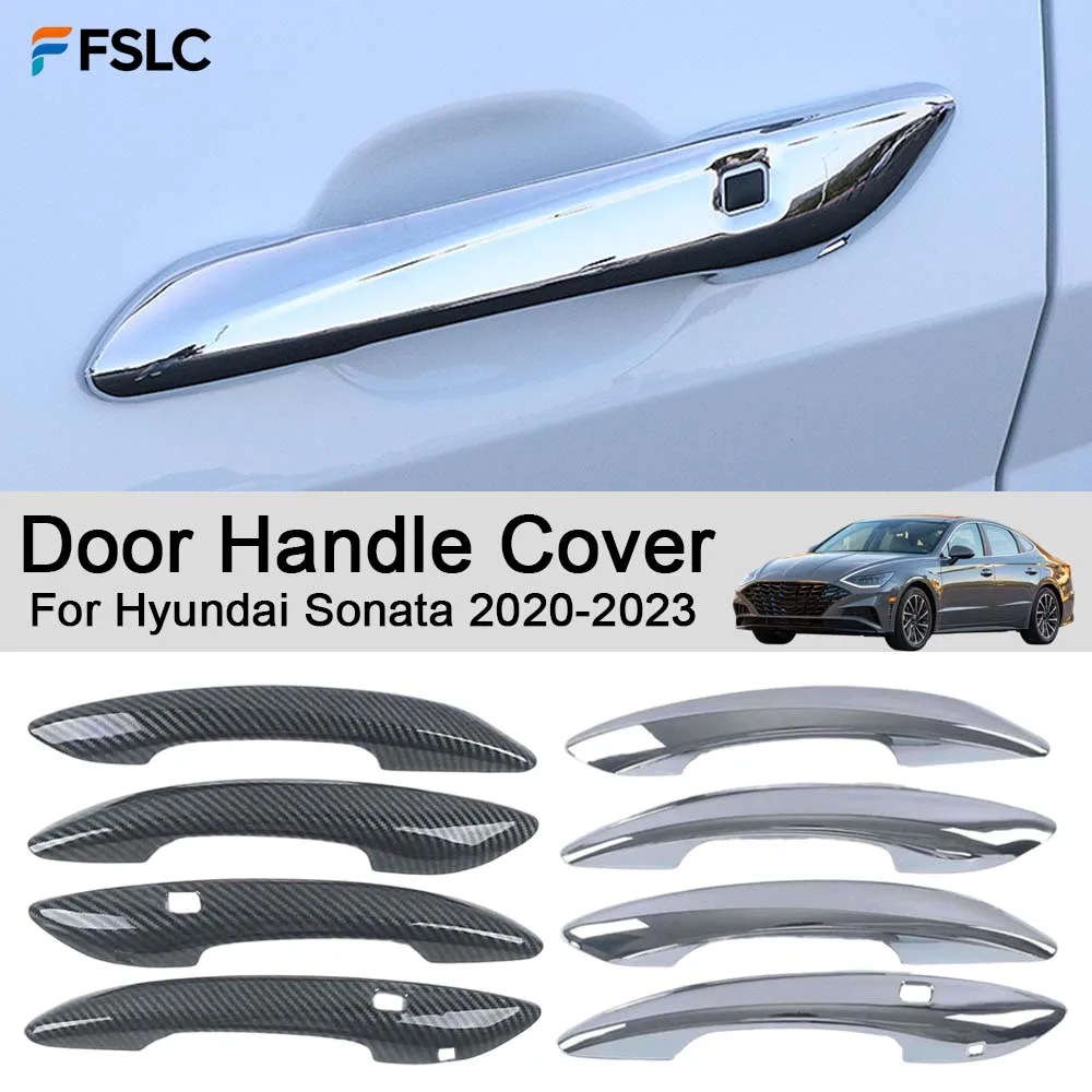 

Car Decoration Door Handle Cover For Hyundai Sonata 2020-2023 Carbon Fiber Silver Cars Accessories Styling Upgrade