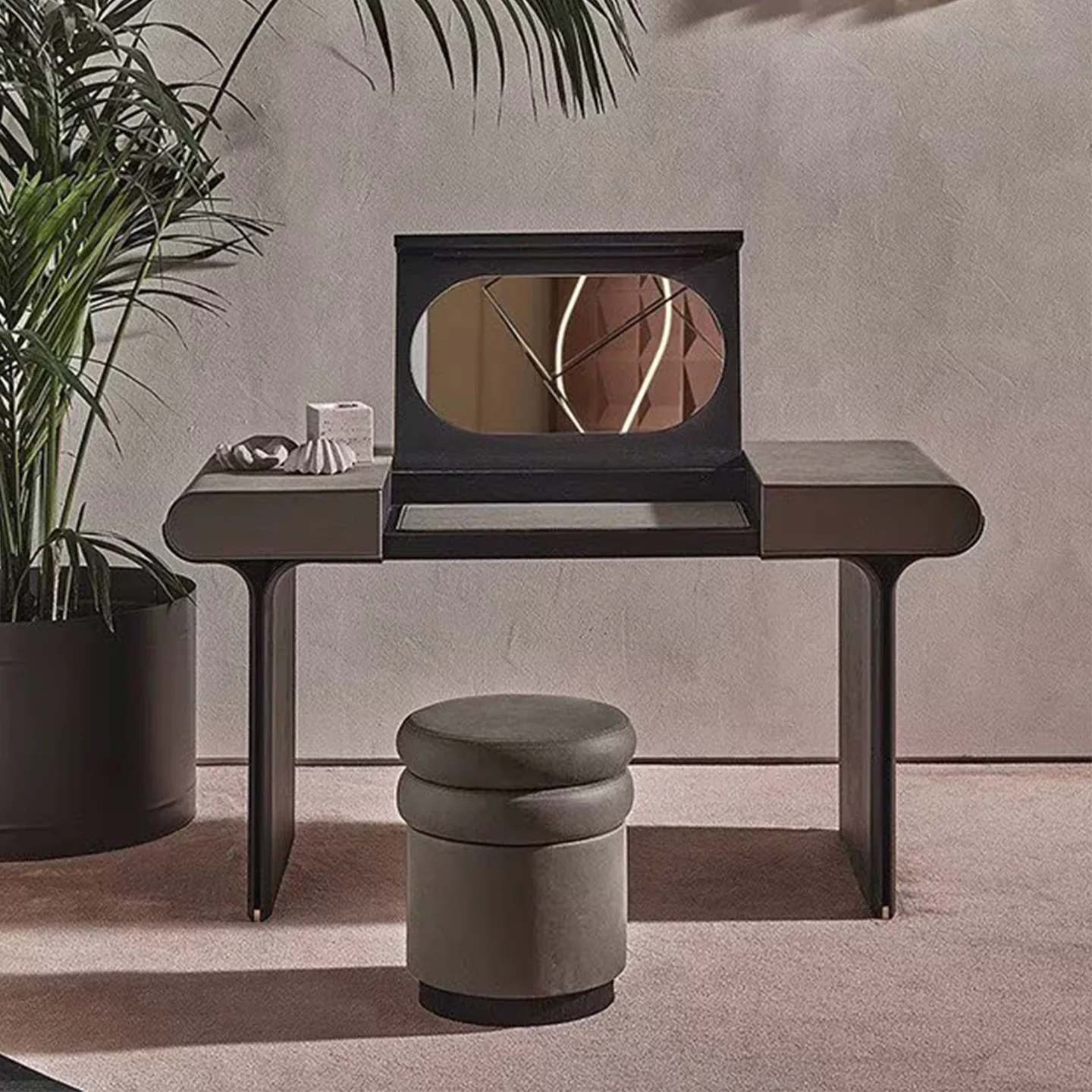 Italian light luxury dresser flip with mirror with makeup stool designer fashionable modern luxury