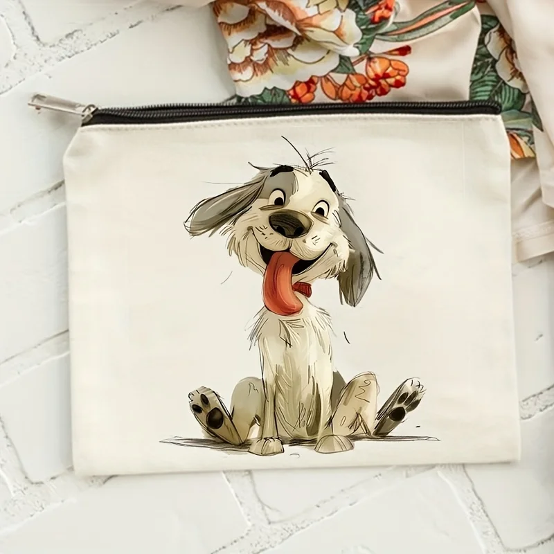 Un joli sac de maquillage pour chiot de dessin animé - pochette multifonctionnelle à fermeture éclair, sac de rangement pour bijoux, petit sac de rangement à fermeture éclair de voyage parfait.