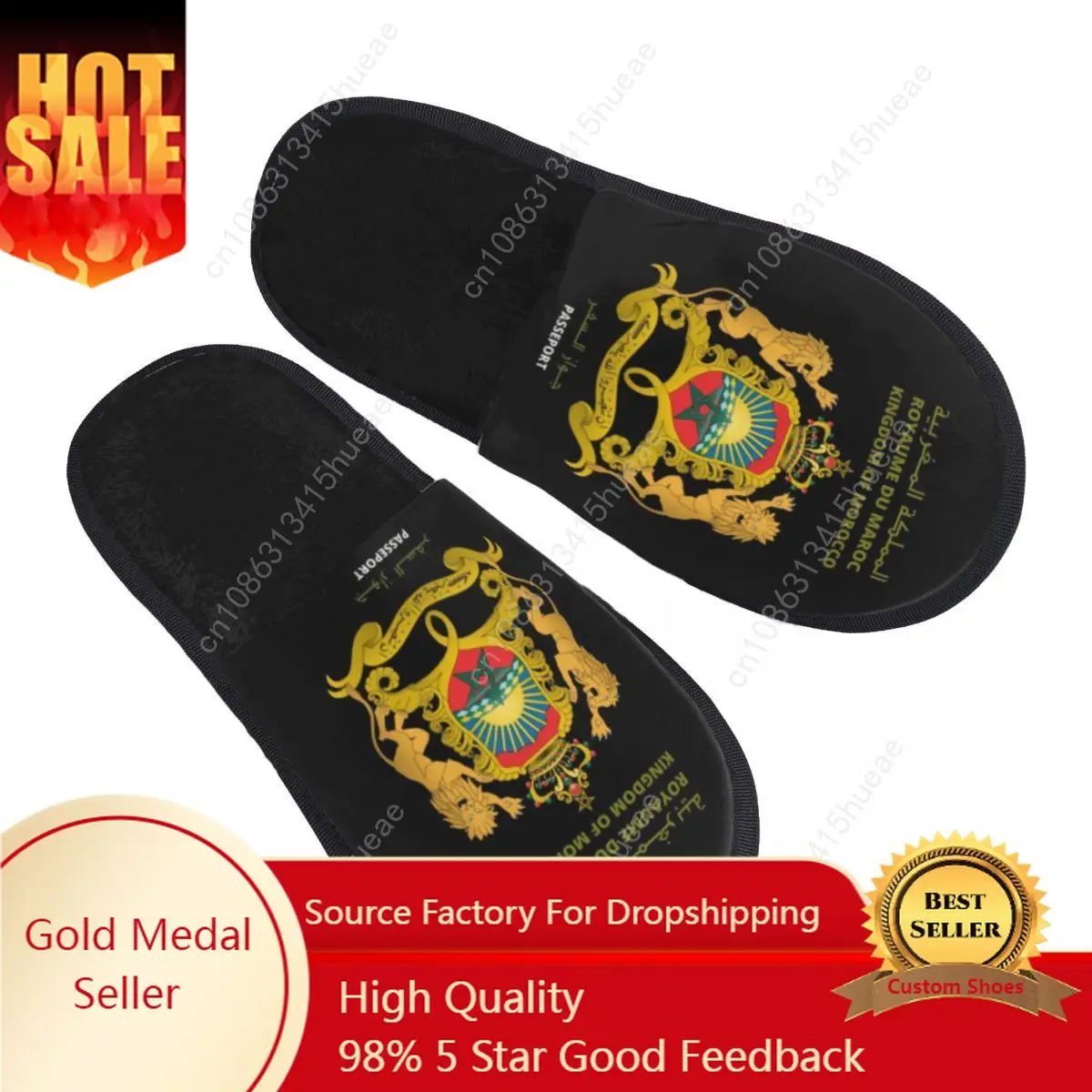 

Custom Print Women Moroccan Passport Kingdom Of Morocco House Slippers Cozy Warm Memory Foam Fluffy Slipper Indoor Outdoor Shoes