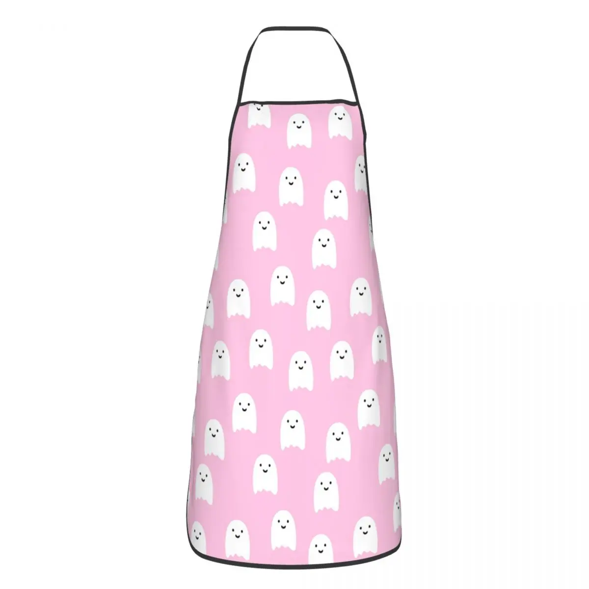 Pink Ghosts Pattern Apron for Women Men Waterproof Cafe Bib Cute Halloween Household Cleaning Tablier