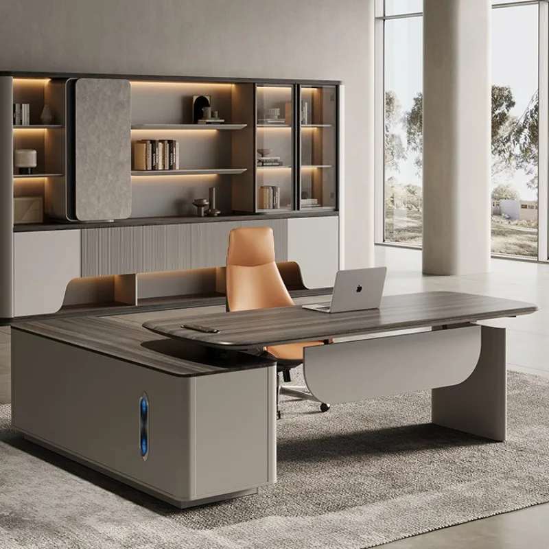 

Electric lifting boss , office table and chair combination, simple modern president and manager leadership office