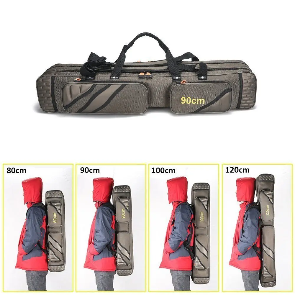 Outdoor Portable Multifunction 3 Layer Fishing Bag Rod Reel Case Carrier Holder Fishing Pole Storage Bags Case