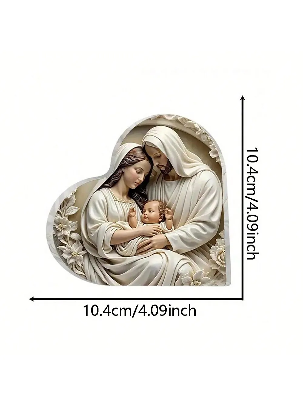 1 قطعة الاكريليك على شكل قلب يسوع الولادة الديكور تمثال صغير هدية دينية مقاوم للماء لغرفة المعيشة مكتب غرفة نوم منضدة
