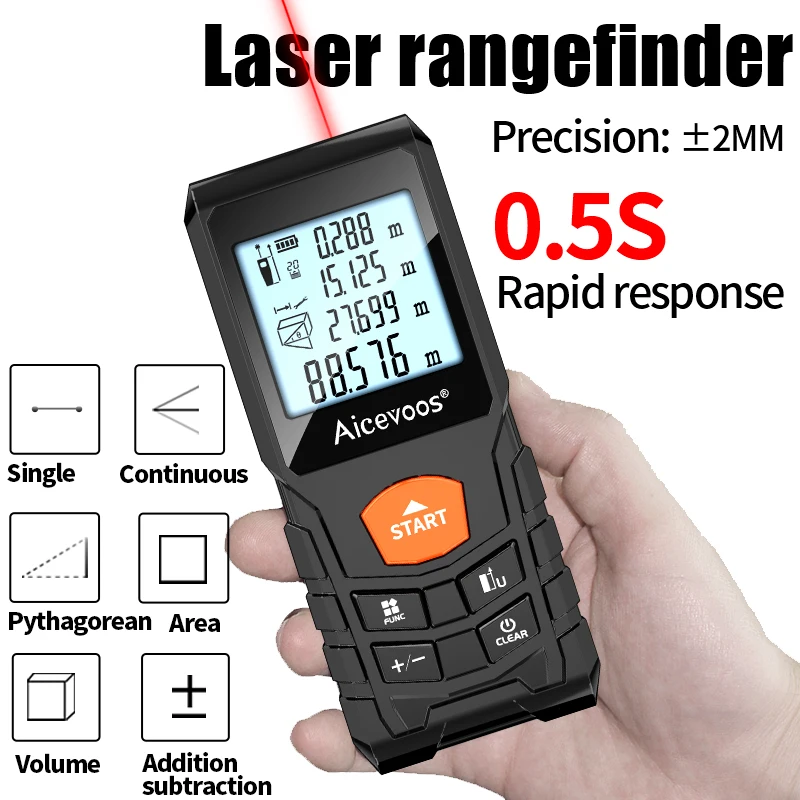 Aicevoos Digital Laser Rangefinder 50M 70M 100M 120M Laser Distance Meter Trena Laser Tape Measure Roulette Range Finder