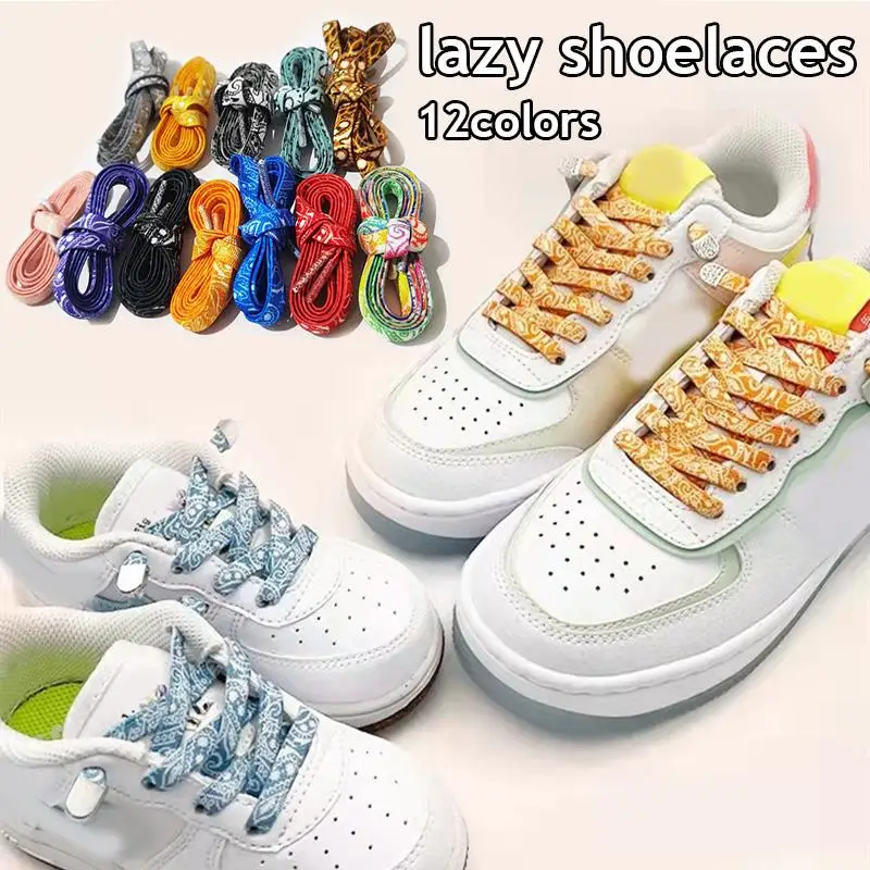 

Sneakers Shoelace Lazy Laces Supplies Fits All Shoes Shoelaces Metal Lock Classic Cashew Flower Decor Flat No Tie Elastic Band