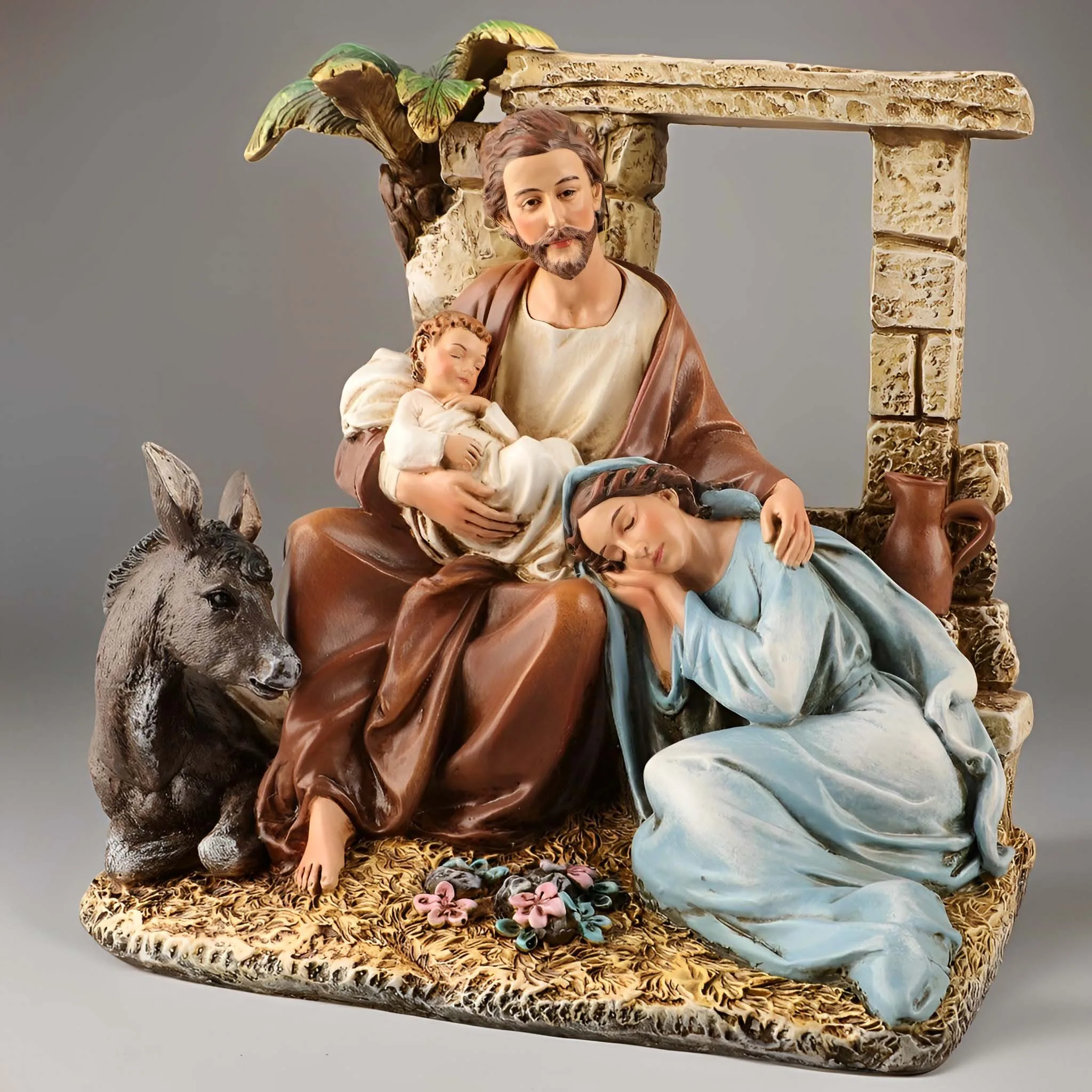 18cmH Christmas Figurines Decorations Holy Family Statue Figurines Holiday Sculpture Tabletop Scenes Festival Gift Home Decor