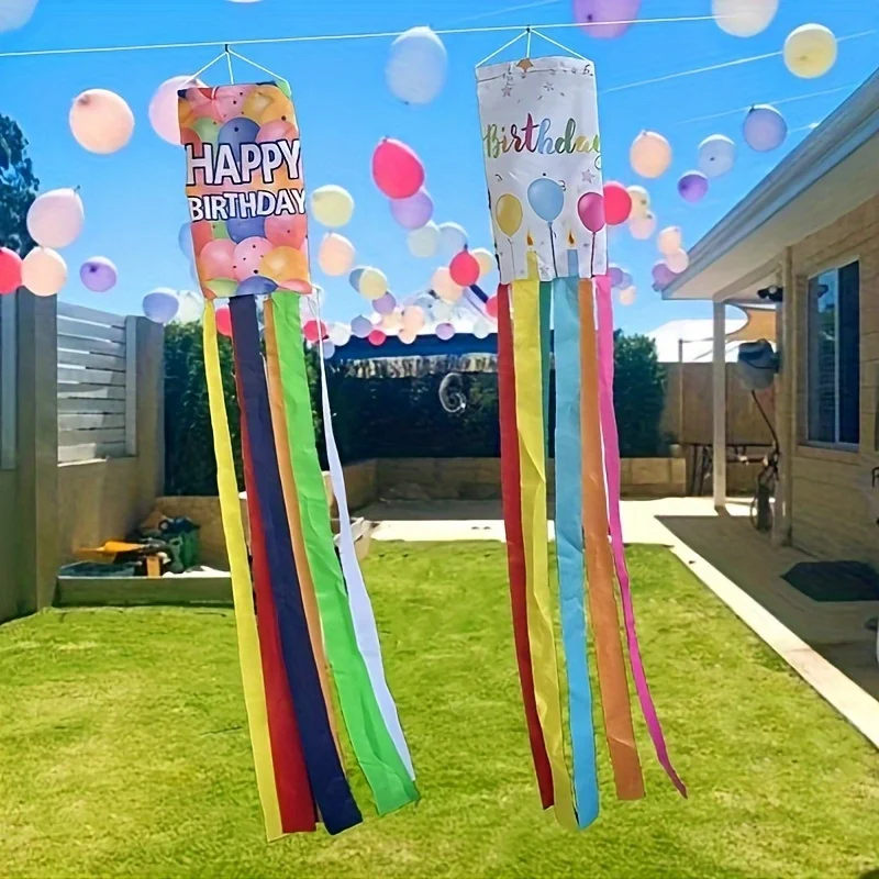 1 pcs Happy Birthday Outdoor Garden Decor Windsock ,Birthday Party Celebration Garden Festive Decor for Birthday Decoration