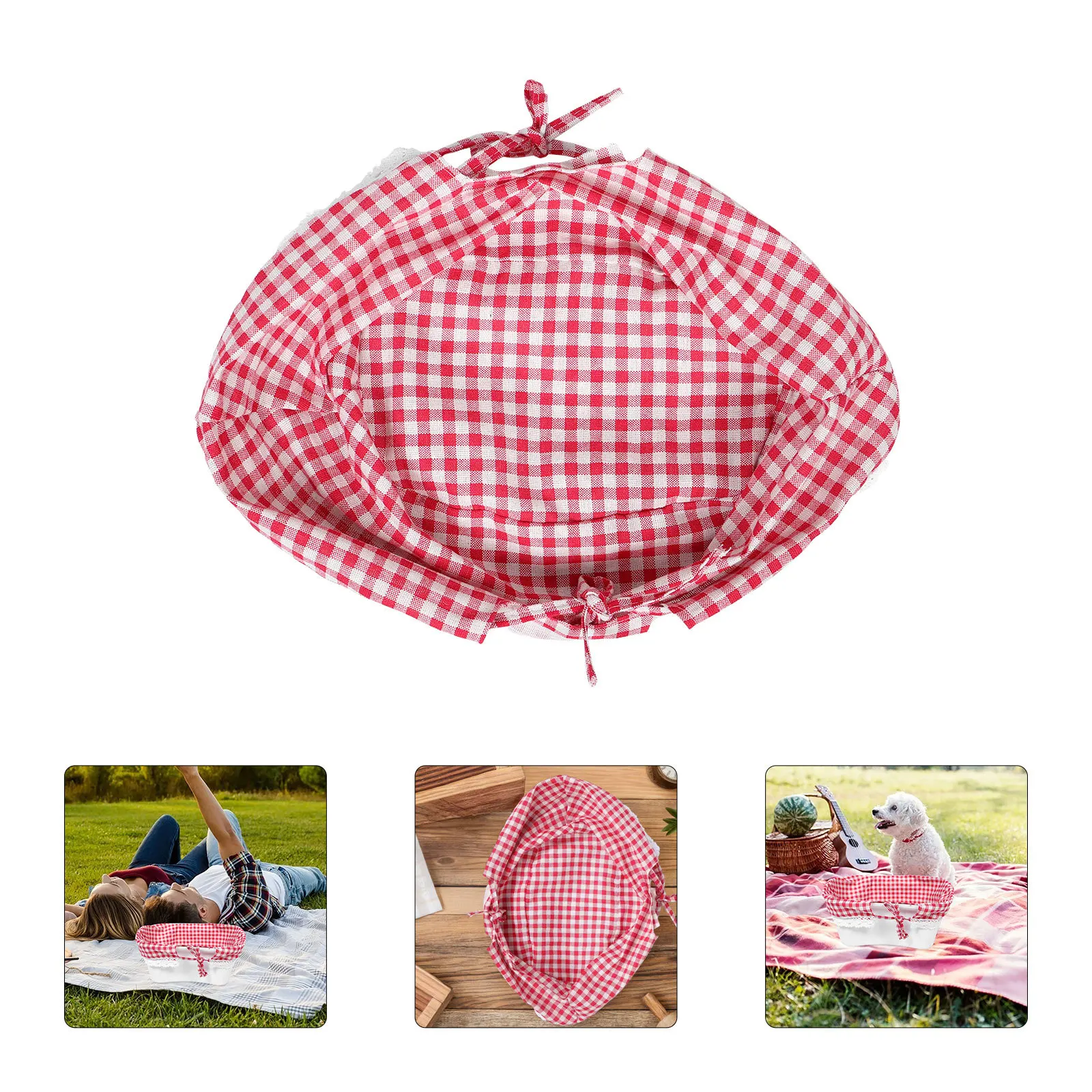 

Checked Pattern Fitted Washable Fabric Liner For Wicker Wire Baskets Basket Insert Replacement Storage Organizer