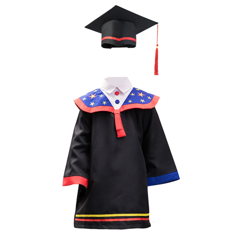 1Set Kids Graduation Gown Cap Set Elegant Academic Design Comfortable Breathable Graduation Apparel for School Ceremony Cosplay