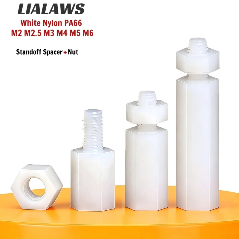 M2 M2.5 M3 M4 M5 M6 White Nylon Standoff Hex Column Support&Nut Set PCB Pillar Motherboard Standoffs Stud Plastic Spacing Screws