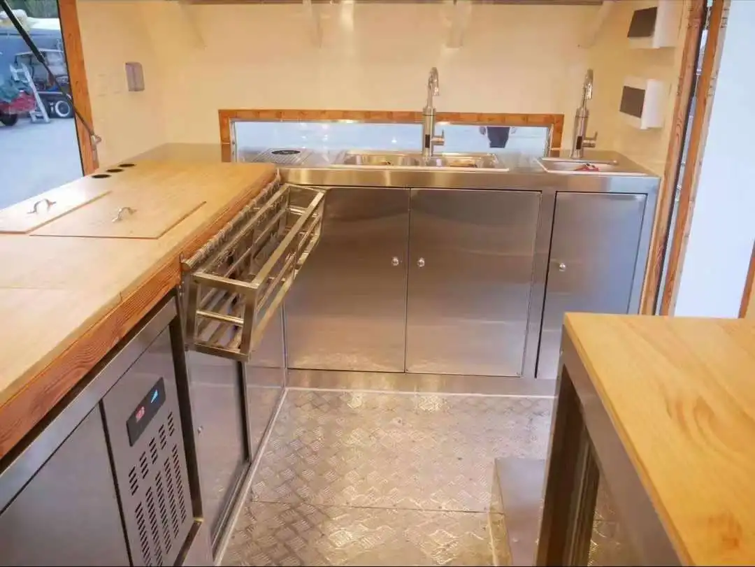 

Mobile Kitchen Coffee Trailer Street Vendor Food Cart Vintage Food Van Truck Hotdog Cart Ice Cream Truck Fully Equipped