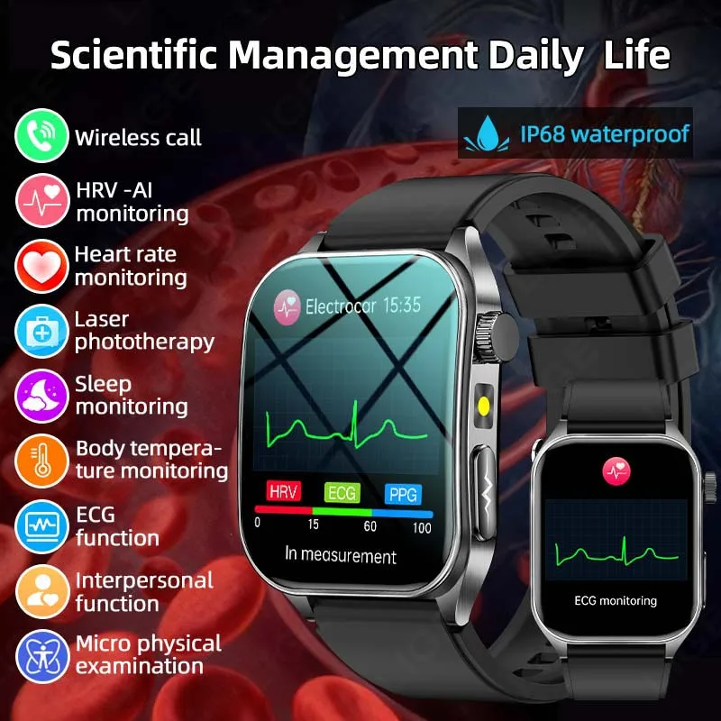 

LIGE Smart Watch Men Sapphire Glass ECG+PPG Blood Uric Acid Lipid Real-time Heart Rating Health Sports Bluetooth Call Smartwatch