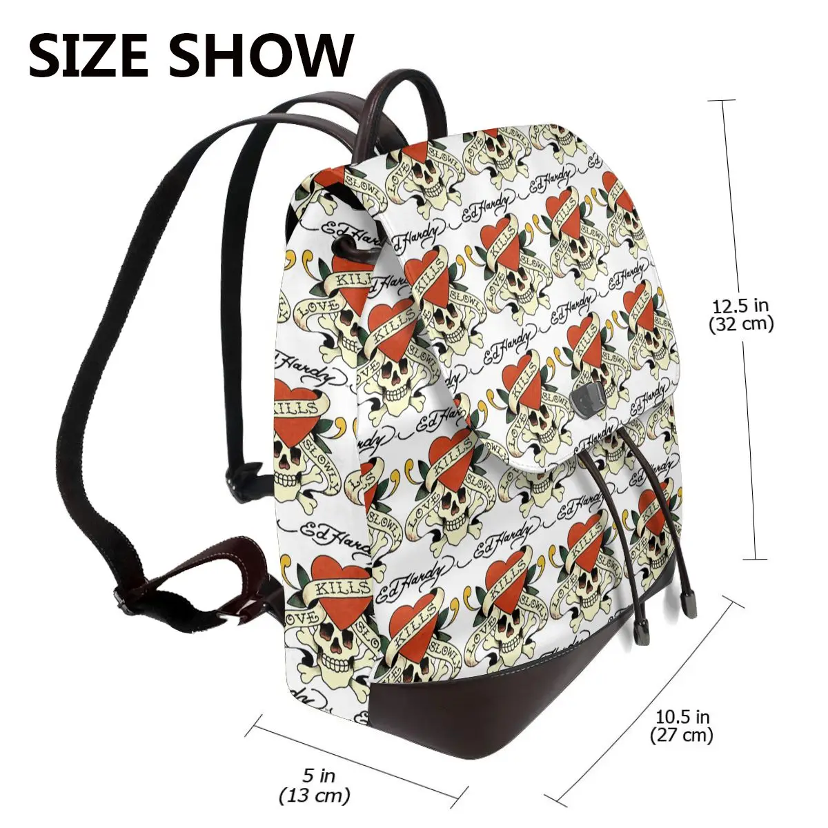 Ed Hardy Love Kills Slowly Bookbag School Student Bags Hiking Travel Daypack for Women Fashion Derma Backpack